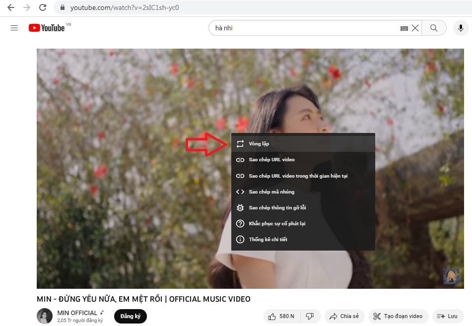 Cách lặp lại video Youtube – Auto replay Youtube trong 1 nốt nhạc